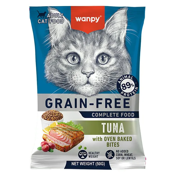 Wanpy сухой беззерновой корм для котов, тунец, Adult Cat Grain Free Tuna, 50г — фото 1