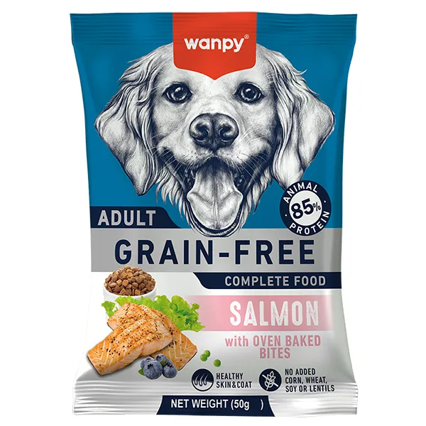 Wanpy сухой беззерновой корм для собак, лосось, Adult Dog Grain Free Salmon, 50г — фото 1