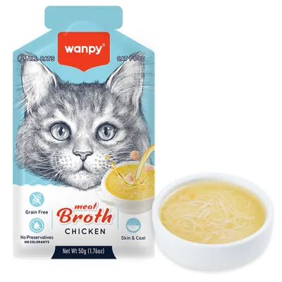 Беззерновой ридкий корм для котов Wanpy Meat Broths Chicken, пауч 50г