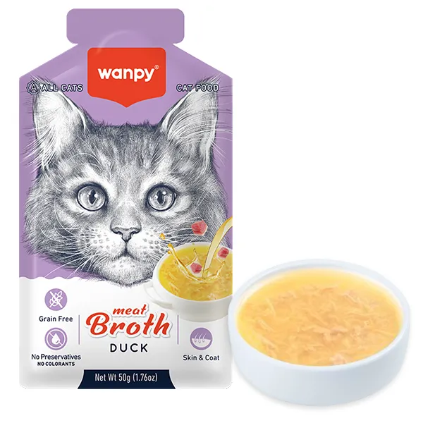Беззерновой ридкий корм для котов Wanpy Meat Broths Duck, пауч 50г — фото 1