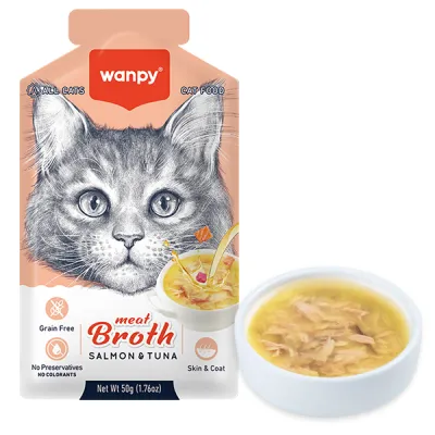 Беззерновой ридкий корм для котов Wanpy Meat Broths Salmon&Tuna, пауч 50г