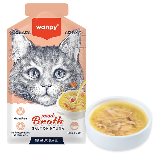Беззерновой ридкий корм для котов Wanpy Meat Broths Salmon&Tuna, пауч 50г — фото 1
