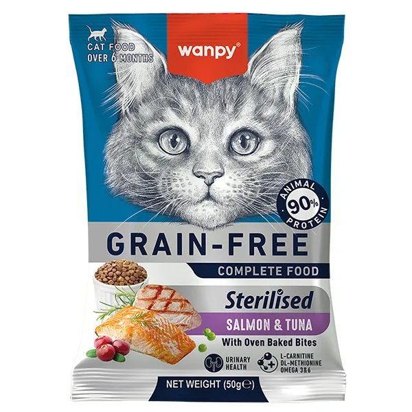 Сухой беззерновой корм для котов Wanpy Sterilized Cat Grain Free Salmon & Tuna 50г — фото 1