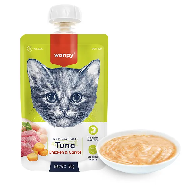 Wanpy Tuna Chicken & Carrot ВАНПІ КРЕМ-ПЮРЕ ТУНЕЦЬ І КУРКА З МОРКВОЮ рідкий корм для котів — фото 1