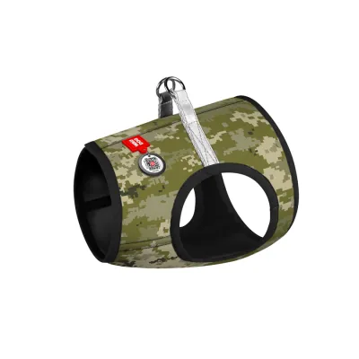 Шлея для собак мягкая WAUDOG Clothes с QR паспортом, "Милитари"