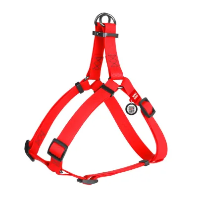 Шлея для собак водостійка WAUDOG Waterproof, з QR-паспортом, металева пряжка-фастекс, Ш 15 мм, Д 30-39 см червоний