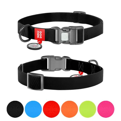 Ошейник для собак водостойкий WAUDOG Waterproof c QR паспортом, пластиковая пряжка-фастекс, черный