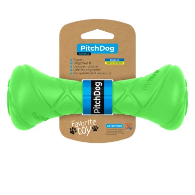 Игровая гантель для апортировки PitchDog, длина, диаметр 7 см салатовый