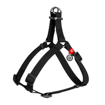 Шлея для собак водостійка WAUDOG Waterproof, з QR-паспортом, металева пряжка-фастекс, Ш 15 мм, Д 30-39 см чорний