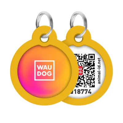 Адресник WAUDOG Smart ID металлический, Градиент оранжевый, 30 мм