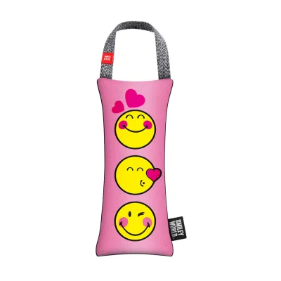 Игрушка для собак WAUDOG Fun с пищалкой, рисунок "Смайли на розовом", M, Ш 9 см, Д 21 см