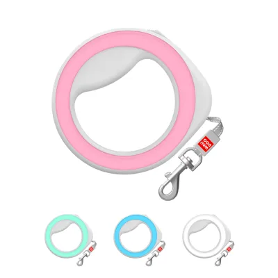 Поводок-рулетка для собак WAUDOG R-leash, круглая, до 40 кг, 2,9 м, светоотражающая лента, розовый