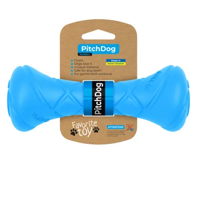 Игровая гантель для апортировки PitchDog, длина, диаметр 7 см, голубая