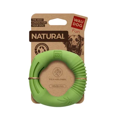 Игрушка для собак WAUDOG Fun Natural Кольцо, биоразлагаемая резина, зелёная