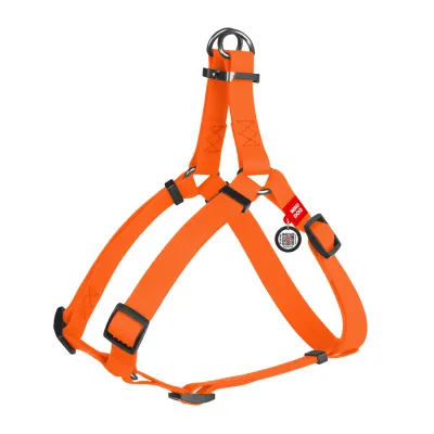 Шлея для собак водостійка WAUDOG Waterproof, з QR-паспортом, металева пряжка-фастекс, Ш 15 мм, Д 30-39 см помаранчевий