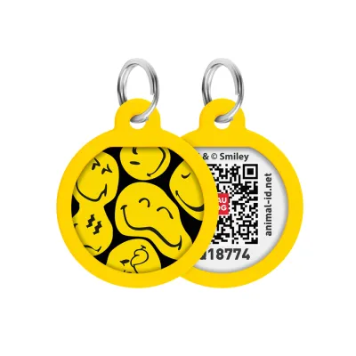 Адресник для собак и кошек WAUDOG Smart ID "Смайлы на черном"