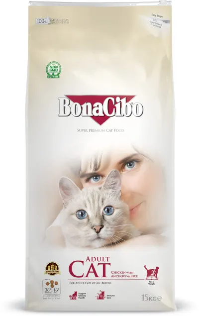 Сухой корм для кошек BonaCibo Adult Cat Chicken & Rice with Anchovy