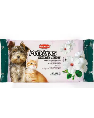 Очищающие влажные салфетки с белым мускусом Padovan Pet Wipes Muschio Bianco