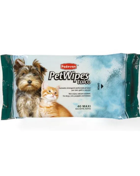 Очищающие влажные салфетки с ароматом талька Padovan Pet Wipes Talco — фото 1