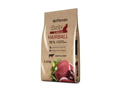 Fitmin cat Purity Hairball (для длинношерстных кошек с говядиной), 1,5 кг, 532114017, В наличии